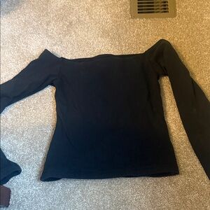 Abercrombie & Fitch Black Off-the-Shoulder Long Sleeve Top